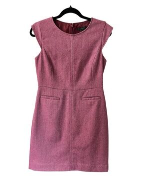 J.Crew Wool & Silk Blend Dusty Rose Pink Tweed Dress - Size 8
